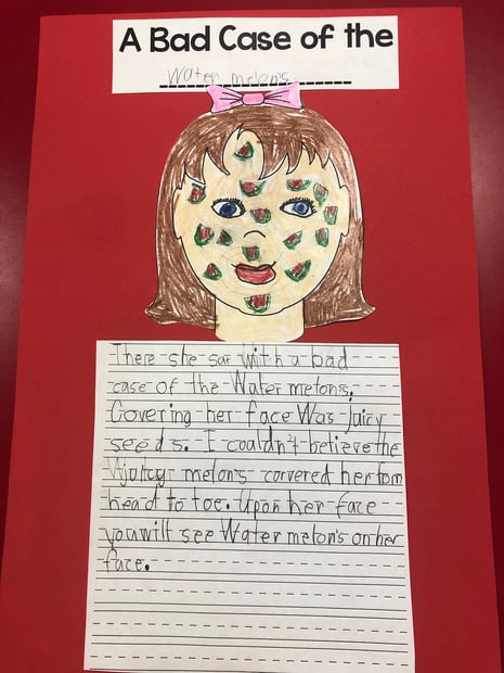 literature connection, art extension, sentence starters, student writing samples, narrative