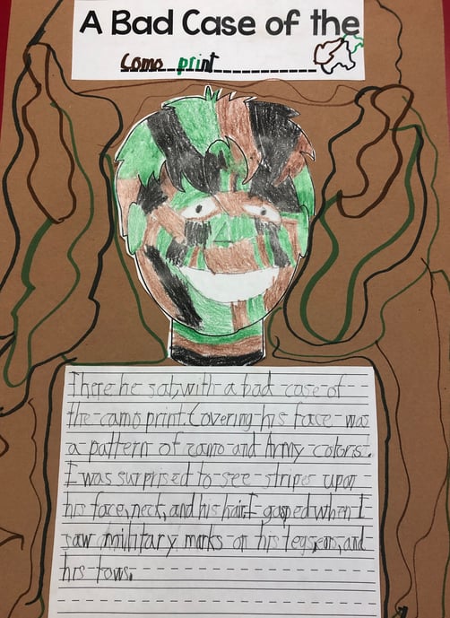 literature connection, art extension, sentence starters, student writing samples, narrative