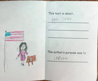 writing sample, Kindergarten, grade 1, literature, vocabulary