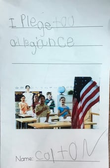 writing sample, Kindergarten, grade 1, literature, vocabulary