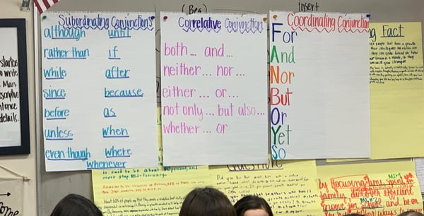 combining sentences using conjunctions, identifying compound and complex sentences
