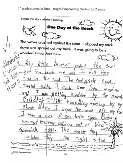 First Grade – Narrative Student Writing Sample