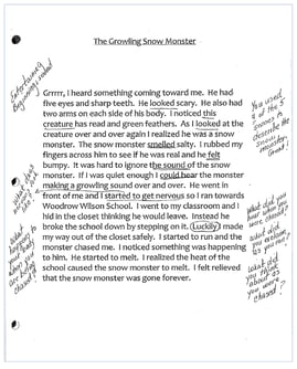 story writing format for grade 3 SnowMonster.Sample Image copy