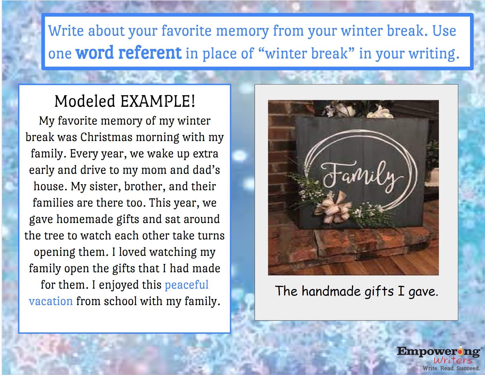 Winter Break Snapshot Activity