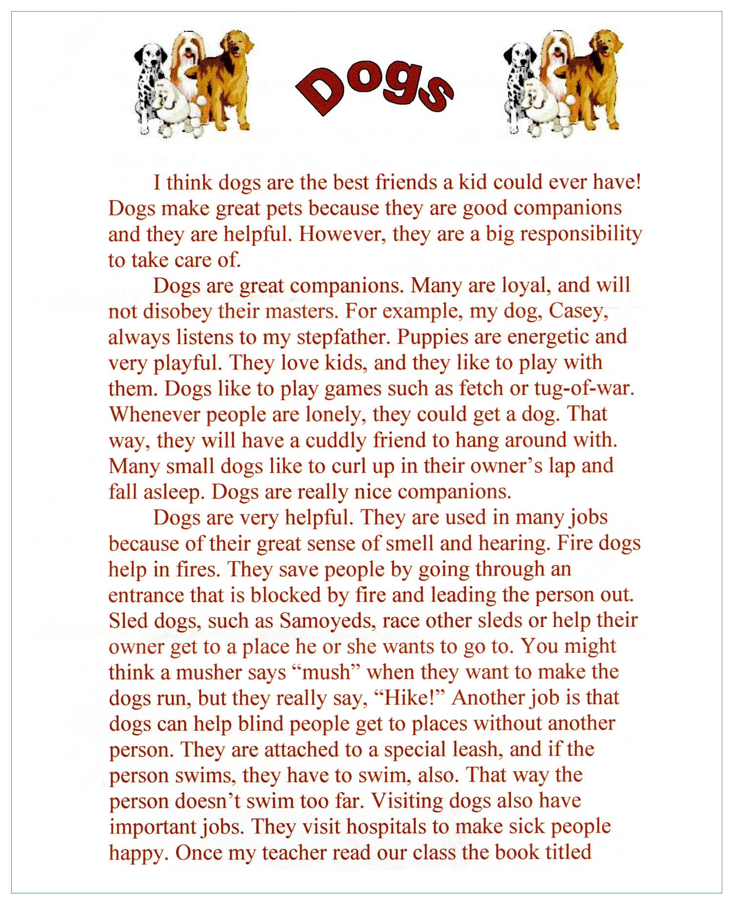 Informational Writing - Grade 3 - Dogs